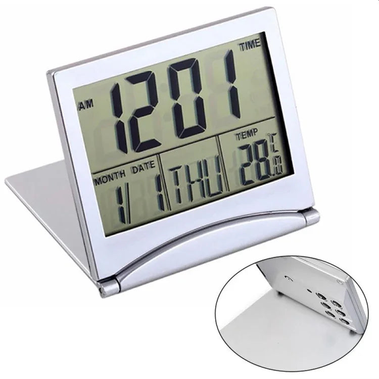 MT-033 LCD-Display Tragbarer klappbarer digitaler Reise-Wecker mit Temperaturanzeige, MT-033