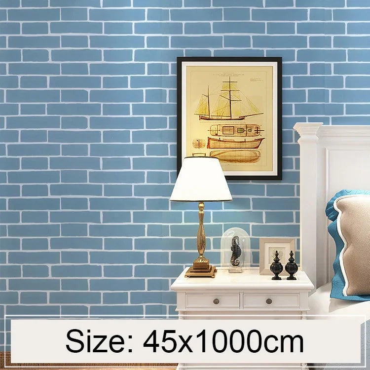Mediterraner Ziegel Kreative 3D-Steinziegel-Dekorations-Tapetenaufkleber Schlafzimmer Wohnzimmer Wand Wasserdichte Tapetenrolle, Größe: 45 x 1000cm, Mediterraner Ziegel