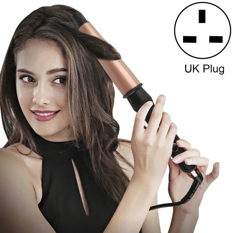 Konischer Keramik-Lockenstab (1-1,5 Zoll) mit hitzebeständigen Handschuhen, UK-Stecker