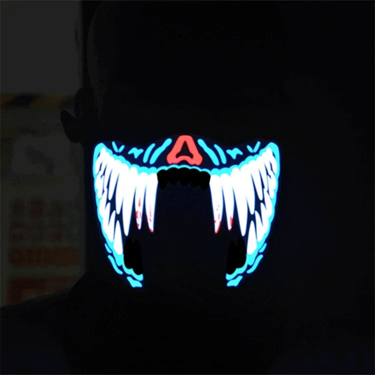 FG-MA-02 Halloween Maske Sprachsteuerung LED Kaltlicht Terror Cosplay Maske, FG-MA-02