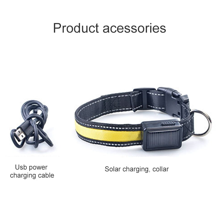 Solarbetriebenes LED-Halsband mit USB-Ladefunktion für mittelgroße und große Hunde, Halsumfang: S (35–40 cm), Größe: S