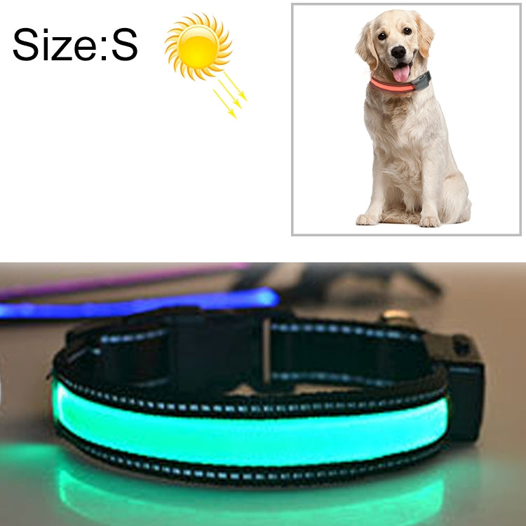 Solarbetriebenes LED-Halsband mit USB-Ladefunktion für mittelgroße und große Hunde, Halsumfang: S (35–40 cm), Größe: S