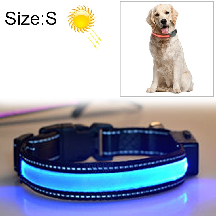 Solarbetriebenes LED-Halsband mit USB-Ladefunktion für mittelgroße und große Hunde, Halsumfang: S (35–40 cm), Größe: S