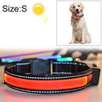Solarbetriebenes LED-Halsband mit USB-Ladefunktion für mittelgroße und große Hunde, Halsumfang: S (35–40 cm), Größe: S
