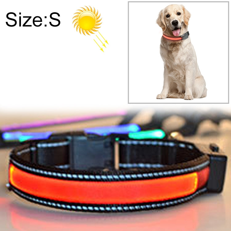 Solarbetriebenes LED-Halsband mit USB-Ladefunktion für mittelgroße und große Hunde, Halsumfang: S (35–40 cm), Größe: S