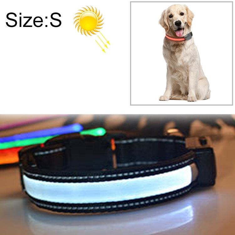 Solarbetriebenes LED-Halsband mit USB-Ladefunktion für mittelgroße und große Hunde, Halsumfang: S (35–40 cm), Größe: S