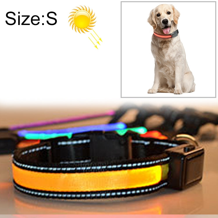 Solarbetriebenes LED-Halsband mit USB-Ladefunktion für mittelgroße und große Hunde, Halsumfang: S (35–40 cm), Größe: S