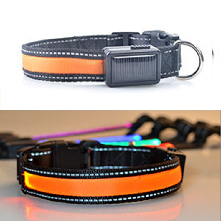 Solarbetriebenes LED-Lichthalsband mit USB-Ladefunktion für mittelgroße und große Hunde, Halsumfang: L (50–60 cm), Größe: L