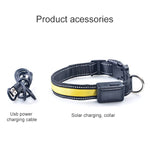 Solarbetriebenes LED-Lichthalsband mit USB-Ladefunktion für mittelgroße und große Hunde, Halsumfang: L (50–60 cm), Größe: L