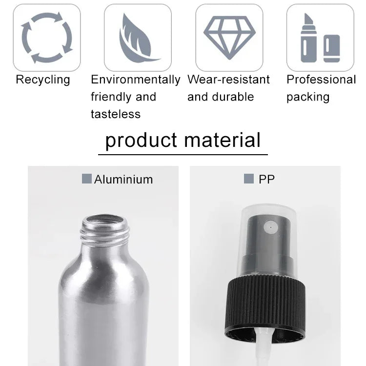 Nachfüllbarer Glas-Feinnebelzerstäuber, Aluminiumflasche, 50 ml