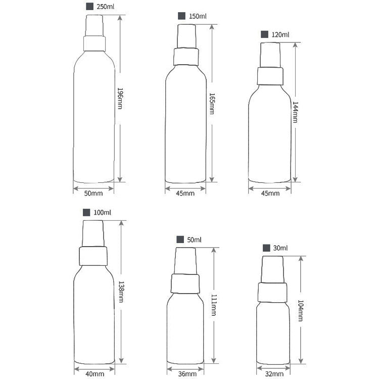 Nachfüllbarer Glas-Feinnebelzerstäuber, Aluminiumflasche, 100 ml