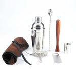 7-in-1 Edelstahl-Wein-Cocktail-Shaker-Werkzeugset mit Stofftasche, Fassungsvermögen: 550 ml, 550 ml