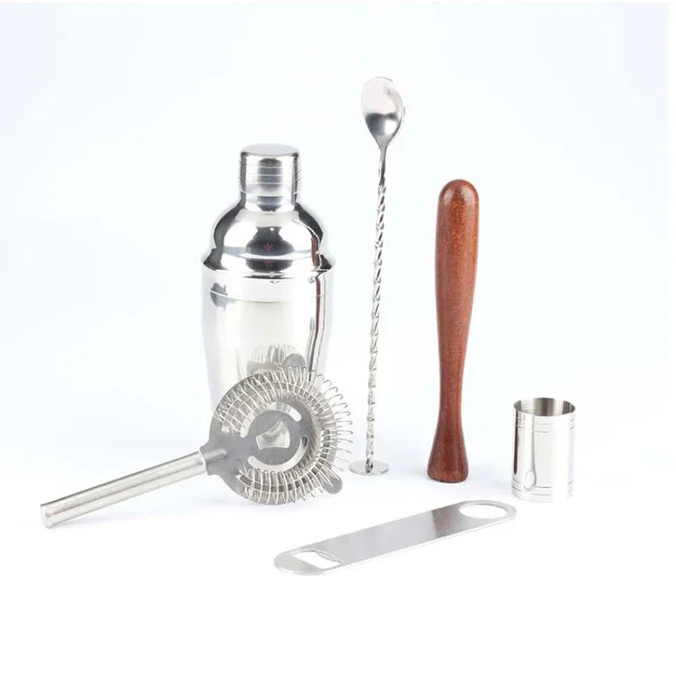 7-in-1 Edelstahl-Wein-Cocktail-Shaker-Werkzeugset mit Stofftasche, Fassungsvermögen: 550 ml, 550 ml