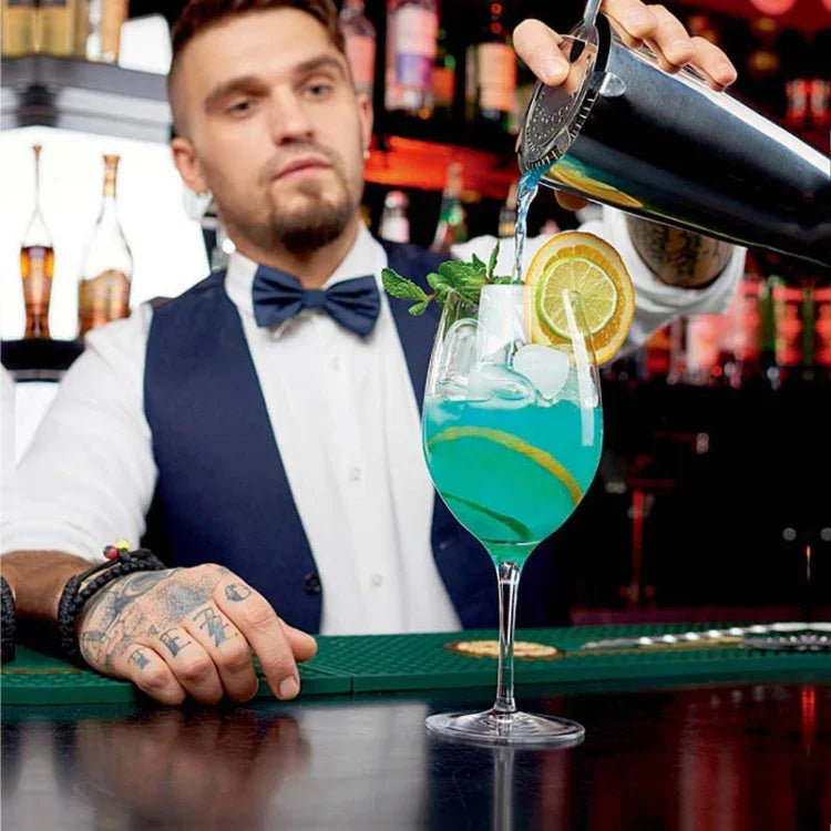 7-in-1 Edelstahl-Wein-Cocktail-Shaker-Werkzeugset mit Stofftasche, Fassungsvermögen: 550 ml, 550 ml