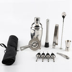 12-in-1 Edelstahl Wein-Cocktail-Shaker-Werkzeugset mit Stofftasche, Kapazität: 550ml, 550ml