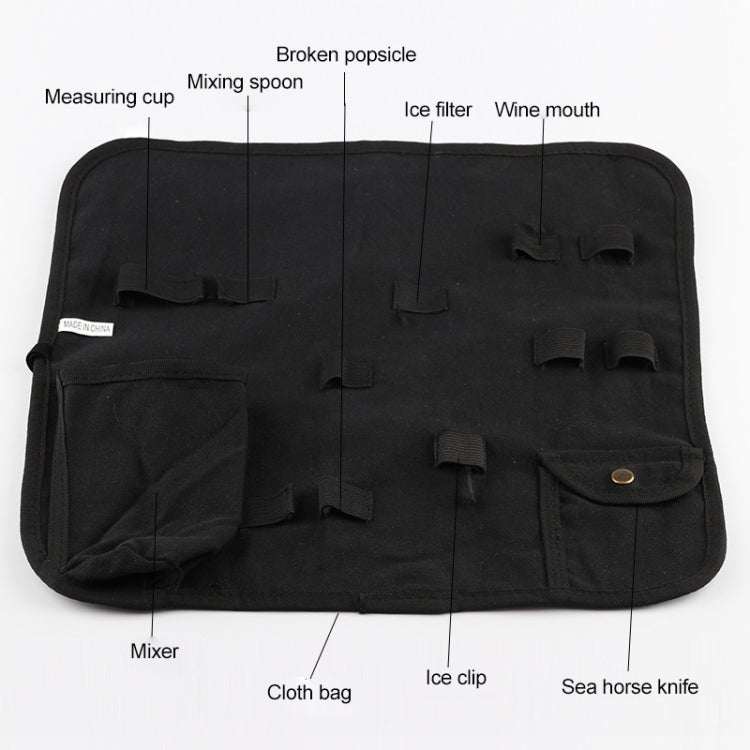12-in-1 Edelstahl Wein-Cocktail-Shaker-Werkzeugset mit Stofftasche, Kapazität: 550ml, 550ml