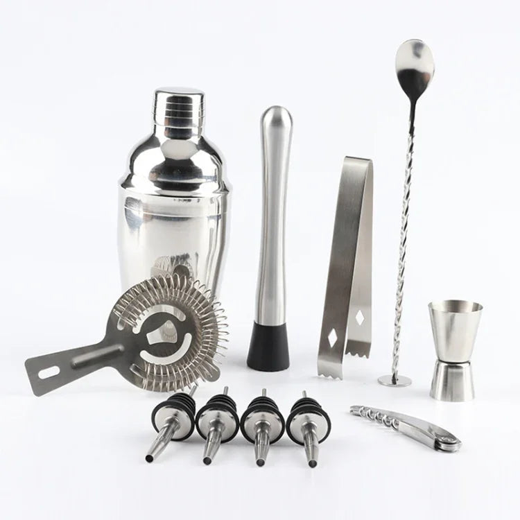 12-in-1 Edelstahl Wein-Cocktail-Shaker-Set mit Stoffbeutel, Kapazität: 750 ml