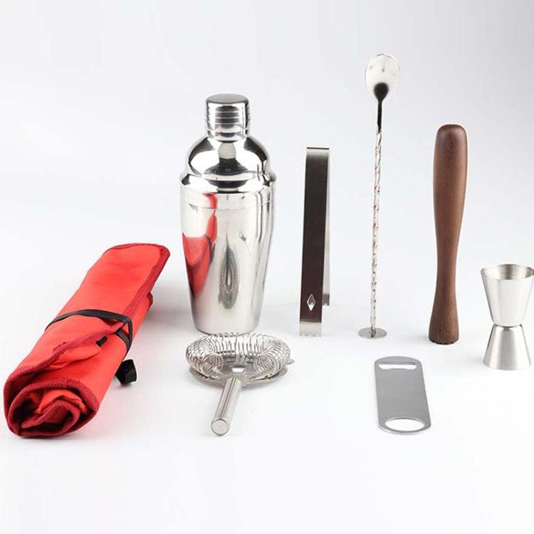 8-in-1 Edelstahl Wein-Cocktail-Shaker Werkzeugset mit Stoffbeutel, Fassungsvermögen: 550ml, 550ml