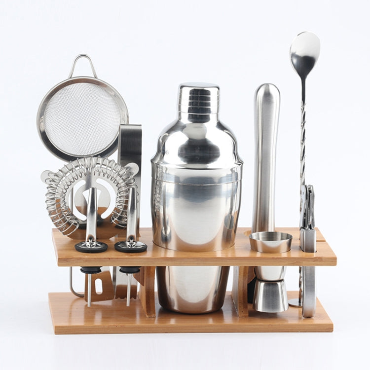 11-teiliges Cocktail-Shaker-Set aus Edelstahl mit Holzständer, Fassungsvermögen: 550ml, 550ml