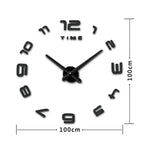 Schlafzimmer-Home-Office-Dekoration Moderner rahmenloser großer DIY-3D-Spiegel-Wandaufkleber Geräuschlose Uhr, Größe: 100 * 100 cm, 3M007 (Schwarz), 3M007 (Silber)