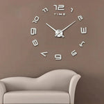 Schlafzimmer-Home-Office-Dekoration Moderner rahmenloser großer DIY-3D-Spiegel-Wandaufkleber Geräuschlose Uhr, Größe: 100 * 100 cm, 3M007 (Schwarz), 3M007 (Silber)