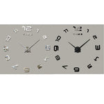 Schlafzimmer-Home-Office-Dekoration Moderner rahmenloser großer DIY-3D-Spiegel-Wandaufkleber Geräuschlose Uhr, Größe: 100 * 100 cm, 3M007 (Schwarz), 3M007 (Silber)