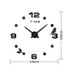 Bedroom Home Office Decoration Frameless Large Size DIY 3D Mirror Surface Wall Stickers Quiet Clock, Size: 100*100cm, 3M006 (Black), 3M006 (Silver)