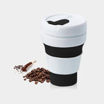 350 ml Faltbarer Reisebecher aus Silikon mit Deckel – ideal für unterwegs, ob Kaffee oder Tee.