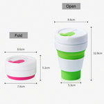 350 ml Faltbarer Reisebecher aus Silikon mit Deckel – ideal für unterwegs, ob Kaffee oder Tee.