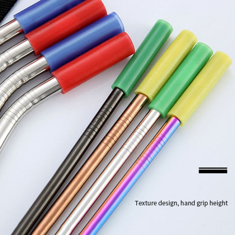 8 Stück wiederverwendbare Silikonspitzen Trinkhalme aus Edelstahl + 2 Stück Reinigungsbürsten-Set mit Kaschmirtasche, 266 * 6mm, 266 * 6mm