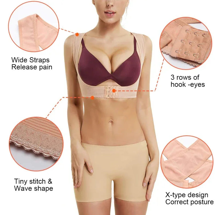 Damen Ultrathin Schulterstützgürtel zur Kyphosekorrektur, eng anliegend, orthopädisch, Größe: L, L