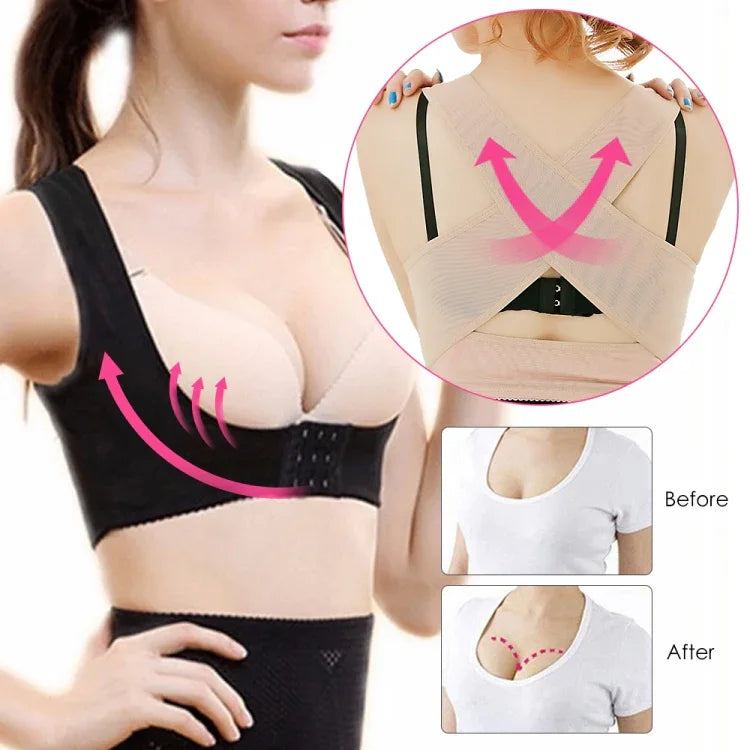 Damen Ultrathin Schulterstützgürtel zur Kyphosekorrektur, eng anliegend, orthopädisch, Größe: XL
