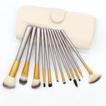 12-in-1-Set hochwertiger beiger Make-up-Pinsel, Größe: 22 x 29 cm