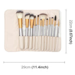 12-in-1-Set hochwertiger beiger Make-up-Pinsel, Größe: 22 x 29 cm