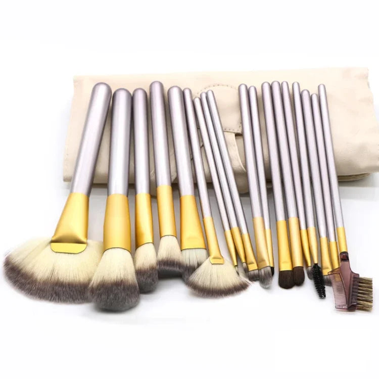 18-in-1-Set hochwertiger beiger Make-up-Pinsel, Größe: 25 x 46 cm