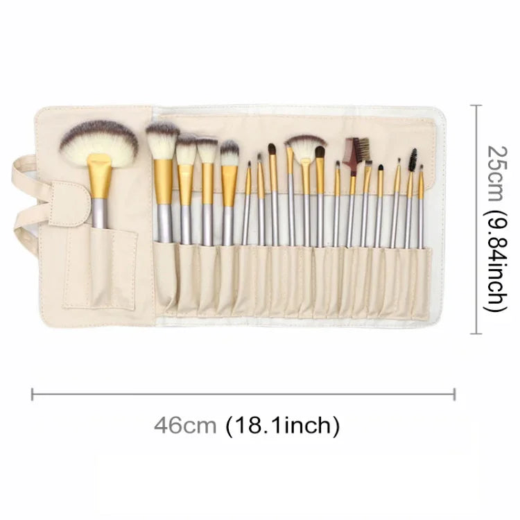 18-in-1-Set hochwertiger beiger Make-up-Pinsel, Größe: 25 x 46 cm