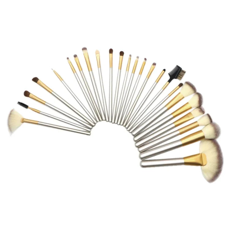 Hochwertiges 24-in-1-Make-up-Pinselset in Beige, Größe: 25,4 x 52,6 cm