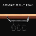 MICLAN Three Rows Stainless Steel Hanging Wine Glass Holder, Size: 34*32*27cm, Size: 34*32*27cm