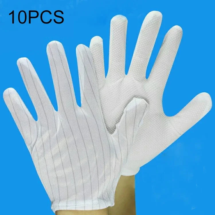 10 Paar Antistatische gestreifte Spendierhandschuhe, Größe: Einheitsgröße, Spendierhandschuhe