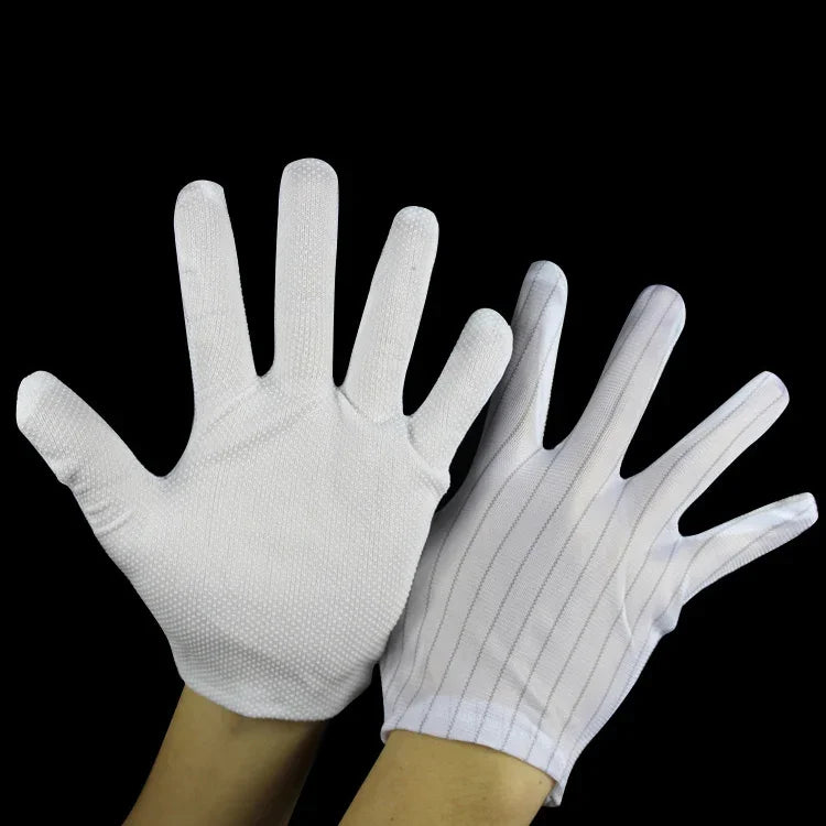 10 Paar Antistatische gestreifte Spendierhandschuhe, Größe: Einheitsgröße, Spendierhandschuhe