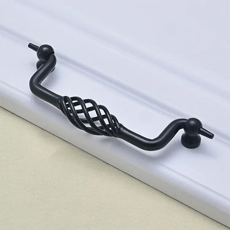 6100-160 Klassischer Vogelkäfig-Eisen-Schrankgriff, Lochabstand: 160mm (Mattschwarz), 6100-160 Mattschwarz