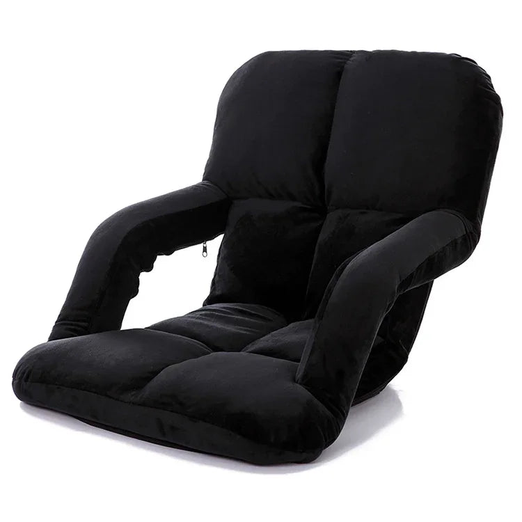 A3 Creative Lazy Sofa with Armrests Foldable Single Backrest Recliner, 92x58x12cm (Yellow), 92x58x12cm (Rose Red), 92x58x12cm (Red), 92x58x12cm (Blue), 92x58x12cm (Khaki), 92x58x12cm (Coffee), 92x58x12cm  (Black)