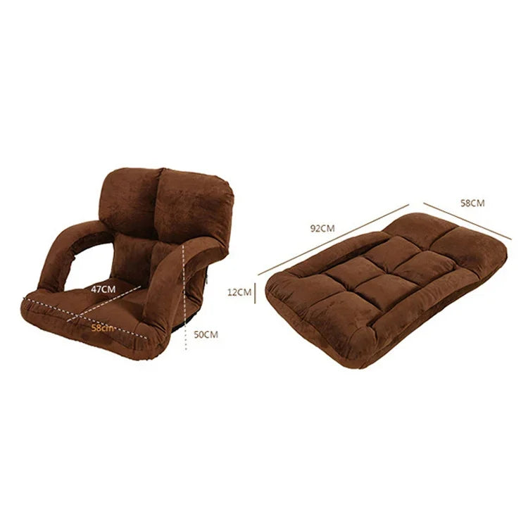 A3 Creative Lazy Sofa with Armrests Foldable Single Backrest Recliner, 92x58x12cm (Yellow), 92x58x12cm (Rose Red), 92x58x12cm (Red), 92x58x12cm (Blue), 92x58x12cm (Khaki), 92x58x12cm (Coffee), 92x58x12cm  (Black)