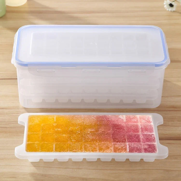 Kleine quadratische Eiswürfelform Multi-Layer-Form mit Deckel Eisaufbewahrungsbox, 4 Schichten, 4 Schichten