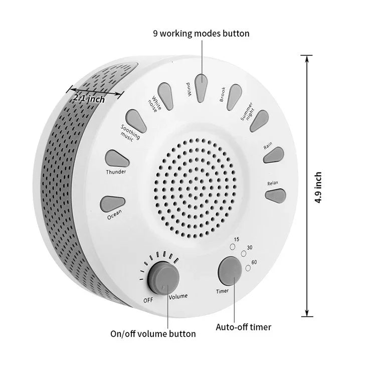 White Noise Machine Einschlafhilfe Gerät Verbessert den Schlaf mit neun verschiedenen Geräuschen, UNM-GH-006