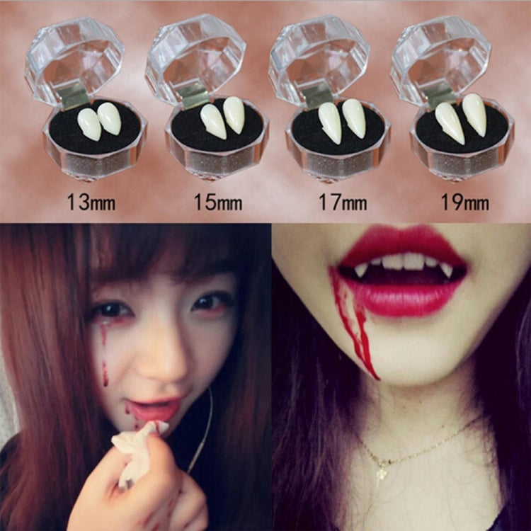 1 Pair 15mm Halloween Party Dentures Props Vampire Zombie Devil Fangs Teeth, 15mm