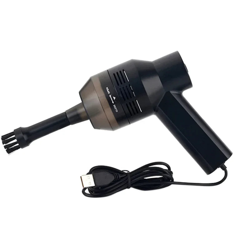 HK-6019A 3,5W Tragbarer USB-Sauger mit leistungsstarker Saugdüse für Computertastaturen, Staubfänger, Handstaubsauger-Reinigungsset für Laptops, PCs und Haustiere, USB-Kabellänge: 1,8 m, DC 5V (Schwarz)