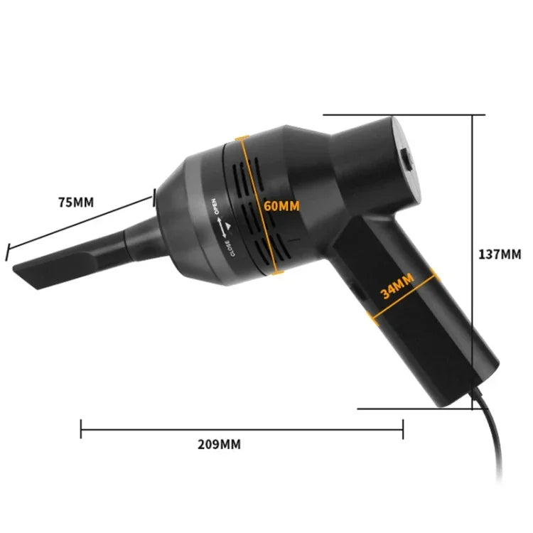 HK-6019A 3,5W Tragbarer USB-Sauger mit leistungsstarker Saugdüse für Computertastaturen, Staubfänger, Handstaubsauger-Reinigungsset für Laptops, PCs und Haustiere, USB-Kabellänge: 1,8 m, DC 5V (Schwarz)