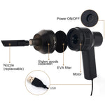 HK-6019A 3,5W Tragbarer USB-Sauger mit leistungsstarker Saugdüse für Computertastaturen, Staubfänger, Handstaubsauger-Reinigungsset für Laptops, PCs und Haustiere, USB-Kabellänge: 1,8 m, DC 5V (Schwarz)