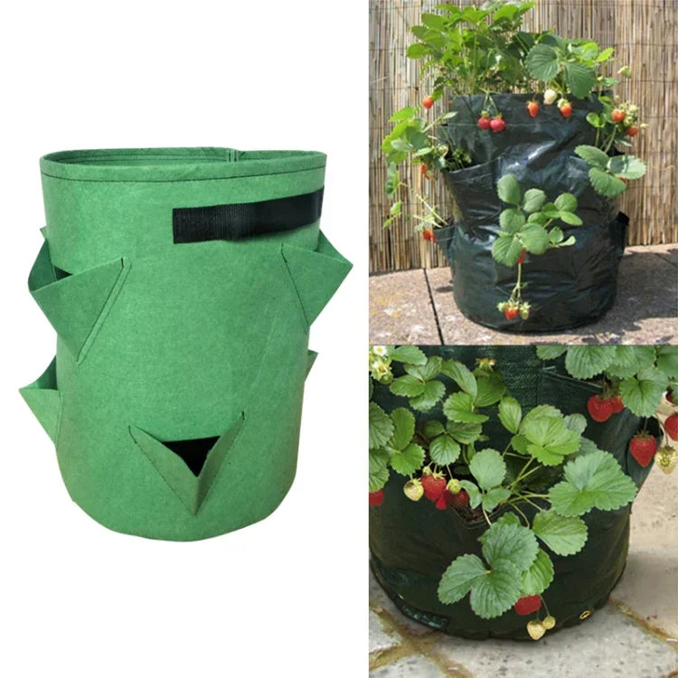 6 Taschen 26L / 7 Gallonen Vlies-Filz-Erdbeerpflanzbeutel, Größe: 30x35cm
